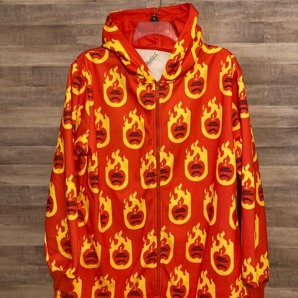 Angry Orchard x Fireball Size Mens Women's M/L One Piece Union Suit Onesie Hood - Picture 2 of 10